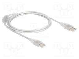 Cable; USB 2.0; USB A plug,both sides; 1m; transparent; 480Mbps