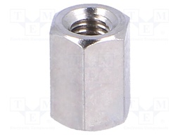 Screwed spacer sleeve; Int.thread: M3; 7mm; hexagonal; brass