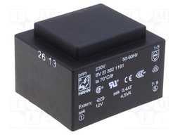 Transformer: encapsulated; 4.5VA; 230VAC; 24V; 187mA; Mounting: PCB