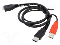 Cable; USB A plug x2,USB B micro plug; 0.6m; black; 24AWG,28AWG