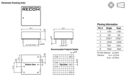 Converter: DC/DC; 15W; Uin: 18÷36V; Uout: 5VDC; Iout: 3A; 1"x1"; 15g