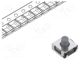Microswitch TACT; SPST-NO; Pos: 2; 0.05A/24VDC; SMT; none; 1.96N