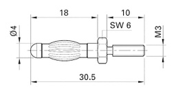 Plug; 4mm banana; 50A; 0.8mΩ; nickel plated; Contacts: CuZn; 30.5mm