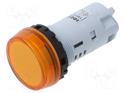 LED Panel Mount Indicator, Amber, 240 VAC, 22 mm, 20 mA, IP65