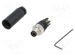 Connector: M8; male; PIN: 3; straight; for cable; plug; 4A; 60V; IP67