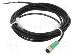 Connection lead; M12; PIN: 3; straight; 5m; plug; 250VAC; 4A; 250VDC