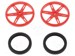 Wheel; red; Shaft: knurled; Pcs: 2; push-in,screw; Ø: 70mm; W: 8mm