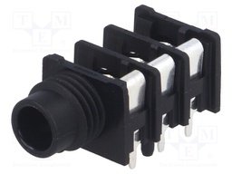 Socket; Jack 6,35mm; female; stereo; with on/off switch; THT
