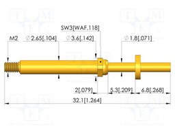 Test needle; Spring compression: 4mm; 5mm; 5A; CuBe; gold-plated