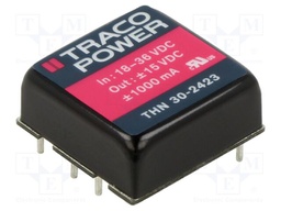 Converter: DC/DC; 30W; Uin: 18÷36V; Uout: 15VDC; Uout2: -15VDC; 1"x1"