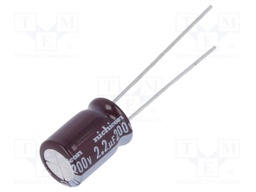 Capacitor: electrolytic; low impedance; THT; 2.2uF; 200VDC; ±20%