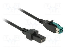 Cable; 2x4pin plug,PoweredUSB plug; 1m; black; 20AWG,26AWG; 12V