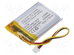 Re-battery: Li-Po; 3.7V; 560mAh; cables,MOLEX 51021-0300 socket