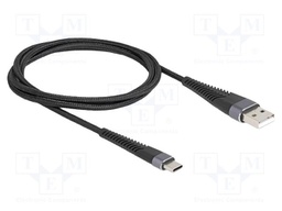 Cable; USB 2.0; USB A plug,USB C plug; 1m; black; 22AWG,30AWG