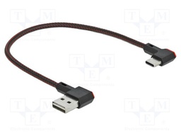 Cable; USB 2.0; gold-plated; 0.2m; black,red; 24AWG,28AWG; 480Mbps