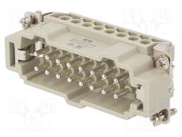 Connector: HDC; male; HE; PIN: 16; 16+PE; size 6; 16A; 500V; for cable