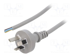 Cable; AS/NZS 3112 (I) plug,wires; PVC; 5m; grey; 3x1mm2; 10A; 250V