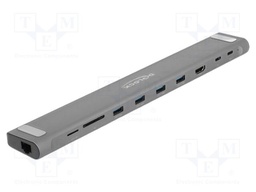 Hub USB; microSD,microSDHC,microSDXC,MMC,SD,SDHC,SDXC; grey