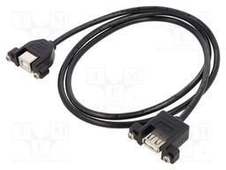 Cable; USB 2.0; USB A socket,USB B socket; 1m; black; 24AWG,28AWG