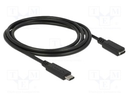 Cable; USB C socket,USB C plug; 1.5m; black; HDCP,HDR; 10Gbps; 60W