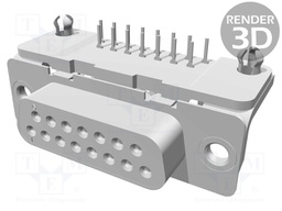 D-Sub; PIN: 15; socket; female; PCB snap; angled 90°; THT; UNC4-40