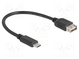 Cable; USB 2.0; USB A double sided socket,USB C plug; 0.2m