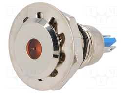 Indicator: LED; flat; 24VDC; Cutout: Ø12mm; IP67; for soldering