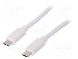 Cable; USB 3.1; both sides,USB C plug; 0.5m; white; 10Gbps; 60W