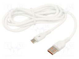 Cable; USB 2.0; USB A plug,USB C plug; nickel plated; 1.8m; white