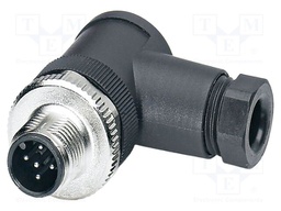 Connector: M12; plug; PIN: 5; 48V; angled; IP67; screw terminal; 4A