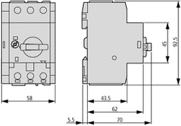 Switch-disconnector; Poles: 2; DIN; 63A; P-SOL; IP20; 1÷35mm2