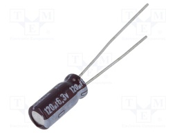 Capacitor: electrolytic; low impedance; THT; 120uF; 6.3VDC; ±20%