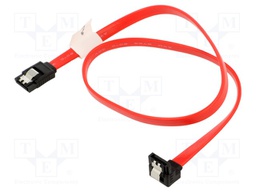 Cable: SATA; SATA plug,SATA plug angled; 0.5m; red; Core: Cu; 26AWG