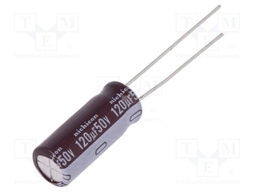 Capacitor: electrolytic; low impedance; THT; 120uF; 50VDC; Ø8x20mm