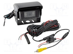 Rear view camera; 100°; black; 12VDC,24VDC; Kit: camera; screw