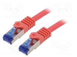 Patch cord; S/FTP; 6a; stranded; Cu; LSZH; red; 10m; 26AWG; -20÷75°C