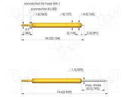 Test needle; Spring compression: 12.2mm; 20.2mm; 2A; steel; needle