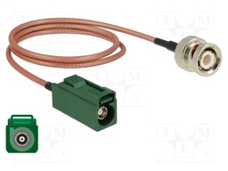 Cable; 500mm; BNC male,Fakra E female; transparent; Øcable: 2.6mm