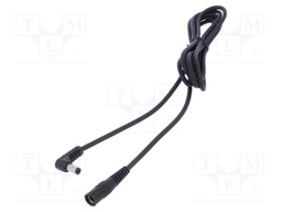 Cable; DC 5,5/2,5 plug,DC 5,5/2,5 socket; angled; 1mm2; black; 2m