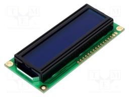 Display: LCD; alphanumeric; STN Negative; 16x2; blue; 80x36mm; LED