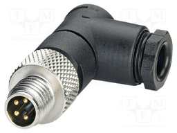 Connector: M8; male; PIN: 4; angled 90°; for cable; plug; 4A; IP67