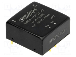 Converter: DC/DC; 6W; Uin: 40÷160V; 15VDC; Iout: 400mA; 1"x1"; 14g
