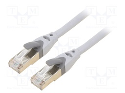 Patch cord; S/FTP; 6a; OFC; PVC; grey; 0.5m; RJ45 plug,both sides