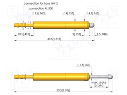Test needle; Spring compression: 6mm; 10mm; 2A; steel; Ø: 2.5mm