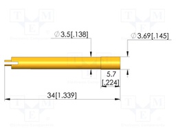 Test probe socket; gold-plated; KS-VF4; 34mm; test needles