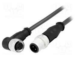 Cable: for sensors/automation; PIN: 4; M12-M12; 0.5m; plug; plug
