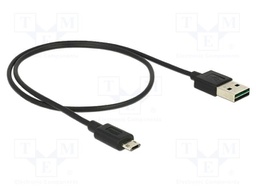 Cable; USB 2.0; gold-plated; 0.5m; black; 24AWG,32AWG; 480Mbps