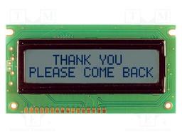 Display: LCD; STN Positive; 16x2; grey; 84x44mm; 1x16; 5V