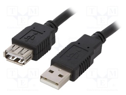 Cable; USB 2.0; USB A socket,USB A plug; 5m; black; Core: Cu