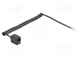 Cable: telephone; coiled; RJ11 plug,RJ45 socket; black; 32AWG